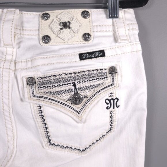 MISS ME SIGNATURE SKINNY White Jeans Embroidered JP7607S WT 01 Size 27 - Picture 5 of 14